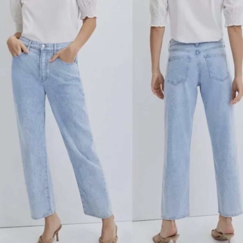 Veronica Beard Jeans Blake Crop Classic Straight High Rise In Aire Wash Size 30